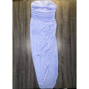 Emerald Sundae Womens XS Periwinkle Blue Ruched Mesh Strapless Tulip Hem Dress